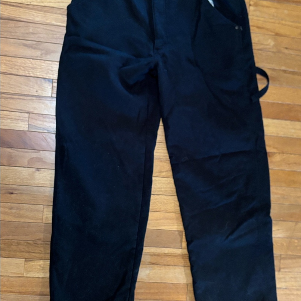 Black Stanley Fleece Lined Utility Pants.